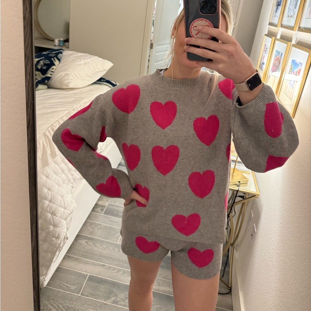 NASTY GAL HEART SWEATER LOUNGE SET❤️
